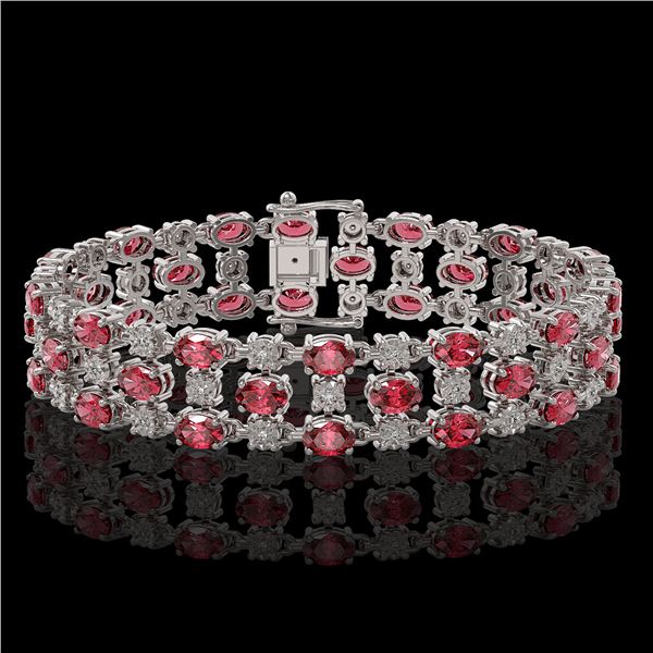 23.12 ctw Tourmaline & Diamond Bracelet 10K White Gold - REF-354H5R