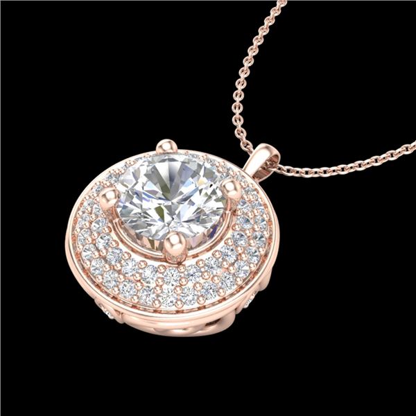 1.25 ctw VS/SI Diamond Solitaire Art Deco Necklace 18k Rose Gold - REF-272K8Y