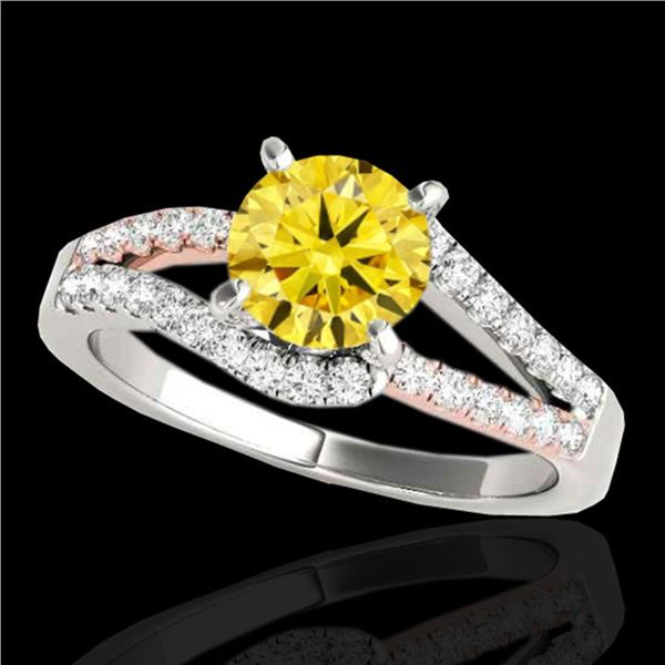 1.4 ctw Certified SI Fancy Yellow Diamond Solitaire Ring 10k 2Tone Gold - REF-211W4H