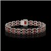 Image 3 : 14.45 ctw Garnet & Diamond Bracelet 14K White Gold - REF-236M4G