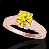 Image 1 : 1.25 ctw Certified SI/I Fancy Intense Yellow Diamond Ring 10k Rose Gold - REF-238F6M