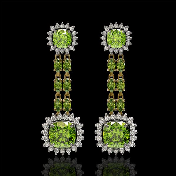 19.88 ctw Peridot & Diamond Earrings 14K Yellow Gold - REF-290R9K