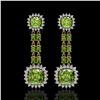 Image 1 : 19.88 ctw Peridot & Diamond Earrings 14K Yellow Gold - REF-290R9K