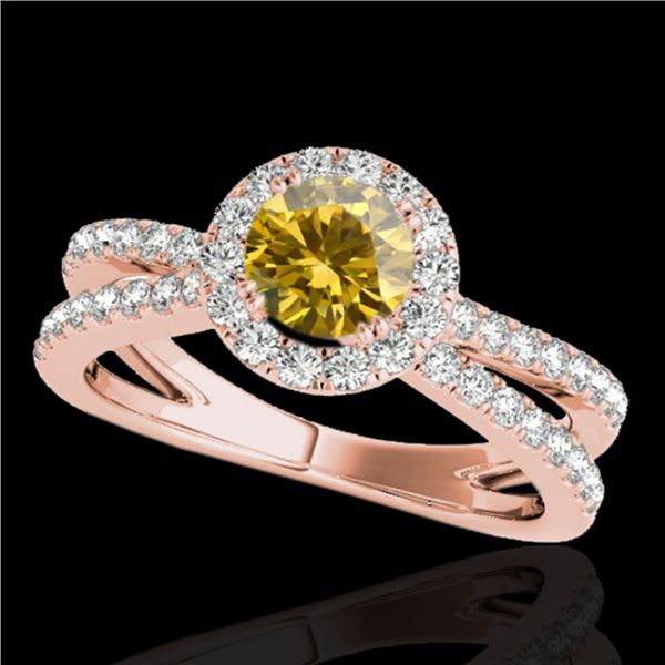 1.55 ctw Certified SI/I Fancy Intense Yellow Diamond Ring 10k Rose Gold - REF-210N2F