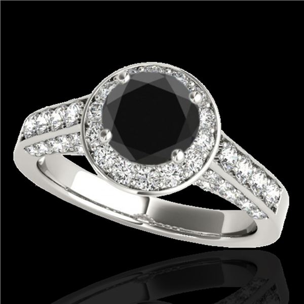 1.8 ctw Certified VS Black Diamond Solitaire Halo Ring 10k White Gold - REF-80F5M