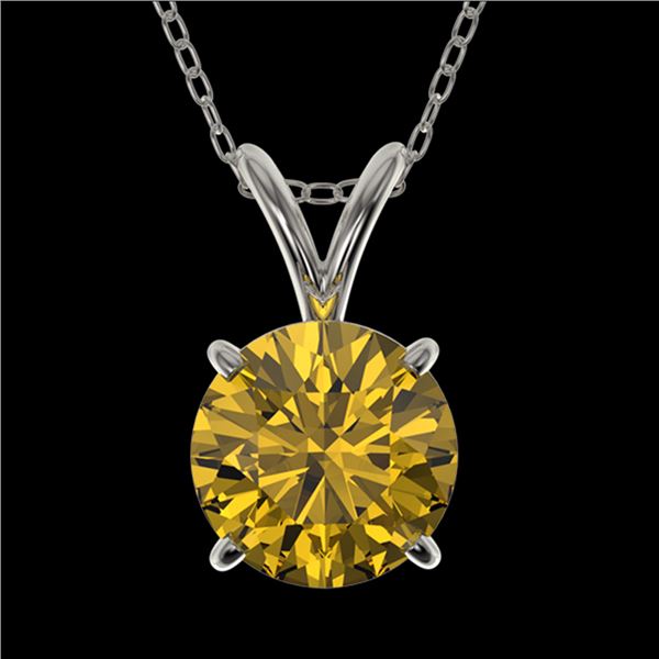 1.21 ctw Certified Intense Yellow Diamond Necklace 10k White Gold - REF-196A4N