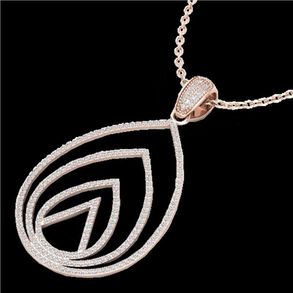 1.25 ctw Micro Pave VS/SI Diamond Designer Necklace 14k Rose Gold - REF-109Y3X