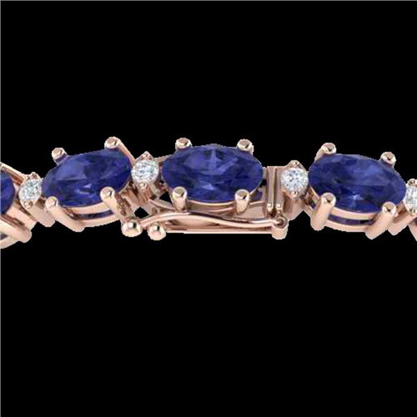 19.7 ctw Tanzanite & VS/SI Diamond Eternity Bracelet 10k Rose Gold - REF-178K2Y