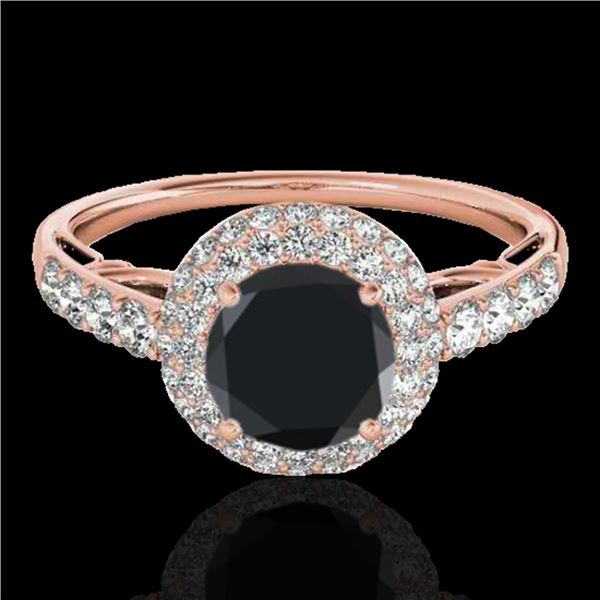 1.65 ctw Certified VS Black Diamond Solitaire Halo Ring 10k Rose Gold - REF-66K8Y