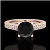 Image 2 : 1.45 ctw Fancy Black Diamond Engagment Art Deco Ring 18k Rose Gold - REF-109H3R