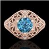 Image 2 : 1.07 ctw Fancy Intense Blue Diamond Art Deco Ring 18k Rose Gold - REF-218Y2X