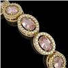 Image 3 : 14.25 ctw Morganite & Diamond Micro Pave Halo Bracelet 10k Yellow Gold - REF-294H2R
