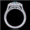 Image 3 : 1.05 ctw Intense Blue Diamond Art Deco 3 Stone Ring 18k White Gold - REF-161X8A