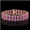 Image 1 : 12.7 ctw Amethyst & Diamond Row Bracelet 10K Rose Gold - REF-209F3M