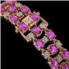 Image 3 : 12.7 ctw Amethyst & Diamond Row Bracelet 10K Rose Gold - REF-209F3M