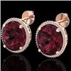 Image 1 : 20 ctw Garnet & Micro Pave VS/SI Diamond Earrings 14k Rose Gold - REF-94N5F