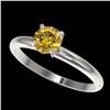 Image 1 : 0.76 ctw Certified Intense Yellow Diamond Engagment Ring 10k White Gold - REF-67W5H