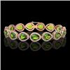 Image 1 : 15.8 ctw Peridot & Diamond Micro Pave Halo Bracelet 10k Rose Gold - REF-316G8W