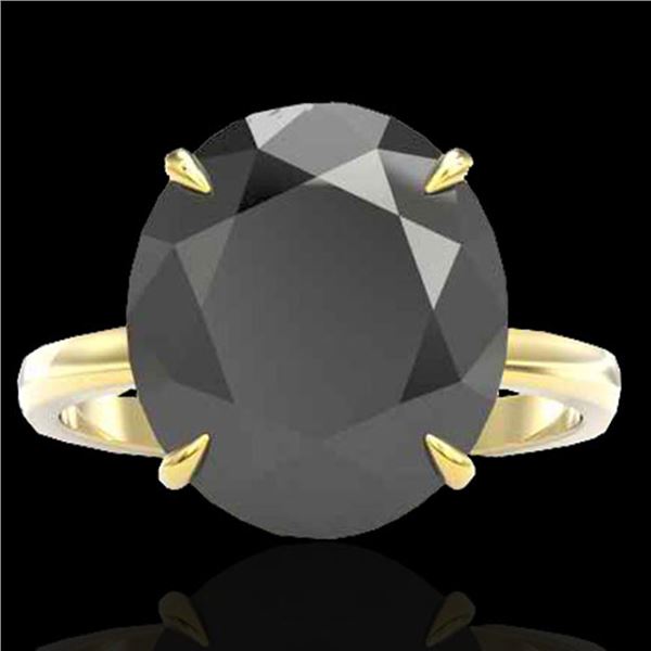 9 ctw Black Diamond Designer Engagment Ring 18k Yellow Gold - REF-272W8H