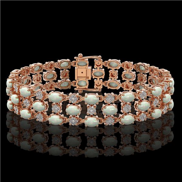 14.15 ctw Opal & Diamond Bracelet 10K Rose Gold - REF-247R3K