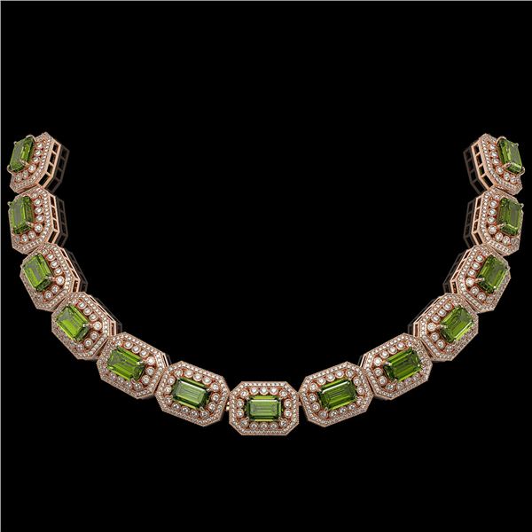 130.05 ctw Tourmaline & Diamond Victorian Necklace 14K Rose Gold - REF-3619Y6X