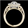 Image 2 : 2.25 ctw Certified Diamond Solitaire Halo Ring 10k Yellow Gold - REF-245R5K