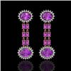 Image 1 : 8.19 ctw Amethyst & Diamond Earrings 14K Rose Gold - REF-144W5H