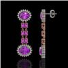 Image 2 : 8.19 ctw Amethyst & Diamond Earrings 14K Rose Gold - REF-144W5H