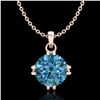 Image 1 : 1 ctw Intense Blue Diamond Art Deco Stud Necklace 18k Rose Gold - REF-167H3R