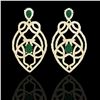 Image 1 : 7 ctw Emerald & Micro VS/SI Diamond Heart Earrings 14k Yellow Gold - REF-381A8N