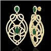 Image 2 : 7 ctw Emerald & Micro VS/SI Diamond Heart Earrings 14k Yellow Gold - REF-381A8N