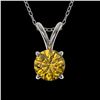 Image 1 : 0.50 ctw Certified Intense Yellow Diamond Necklace 10k White Gold - REF-57A8N