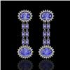 Image 1 : 9.01 ctw Tanzanite & Diamond Earrings 14K White Gold - REF-227H3R