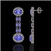 Image 2 : 9.01 ctw Tanzanite & Diamond Earrings 14K White Gold - REF-227H3R