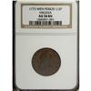 Image 1 : 1773 1/2P Virginia Halfpenny, Period AU58 NGC. NGC