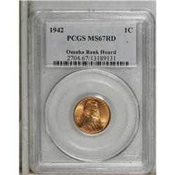 1942 1C MS67 Red PCGS. Ex: Omaha Bank Hoard. PCGS