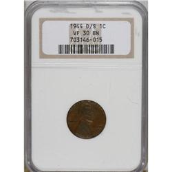 1944-D/S 1C VF30 NGC. NGC Census: (4/59). PCGS Pop