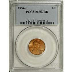 1954-S 1C MS67 Red PCGS. PCGS Population (108/0).