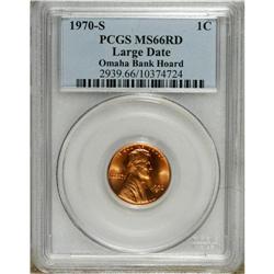 1970-S 1C Large Date MS66 Red PCGS. Ex:Omaha Bank