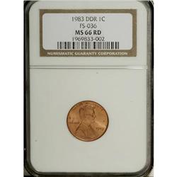 1983 1C Doubled Die Reverse MS66 Red NGC. NGC Census: