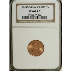 1984 1C Doubled Die Obverse MS67 Red NGC. NGC Cens