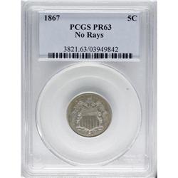 1867 5C No Rays PR63 PCGS. PCGS Population (43/142