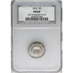 1870 5C --Obverse Scratched--NCS. Proof. NGC Census: (0
