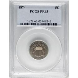 1874 5C PR63 PCGS. PCGS Population (52/224). NGC C