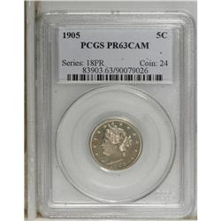 1905 5C PR63 Cameo PCGS. PCGS Population (1/8). NG