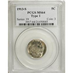 1913-S 5C Type One MS64 PCGS. PCGS Population (607