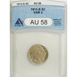 1913-S 5C Type Two AU58 ANACS. NGC Census: (262/11