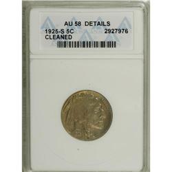 1925-S 5C --Cleaned--ANACS. AU58 Details. NGC Censu