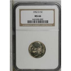 1952-D 5C MS66 NGC. NGC Census: (314/82). PCGS Pop
