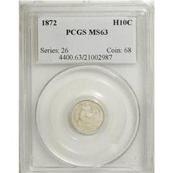 1872 H10C MS63 PCGS. PCGS Population (83/86). NGC